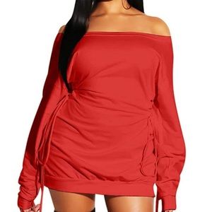 Off shoulder lace up dress